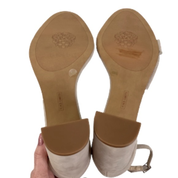 NEW $120 Vince Camuto Genuine Suede Ankle Strap Pumps Heels Nude Light Tan 10 - Picture 9 of 9